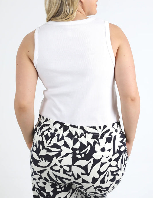 Elm Rib Vee Tank - White