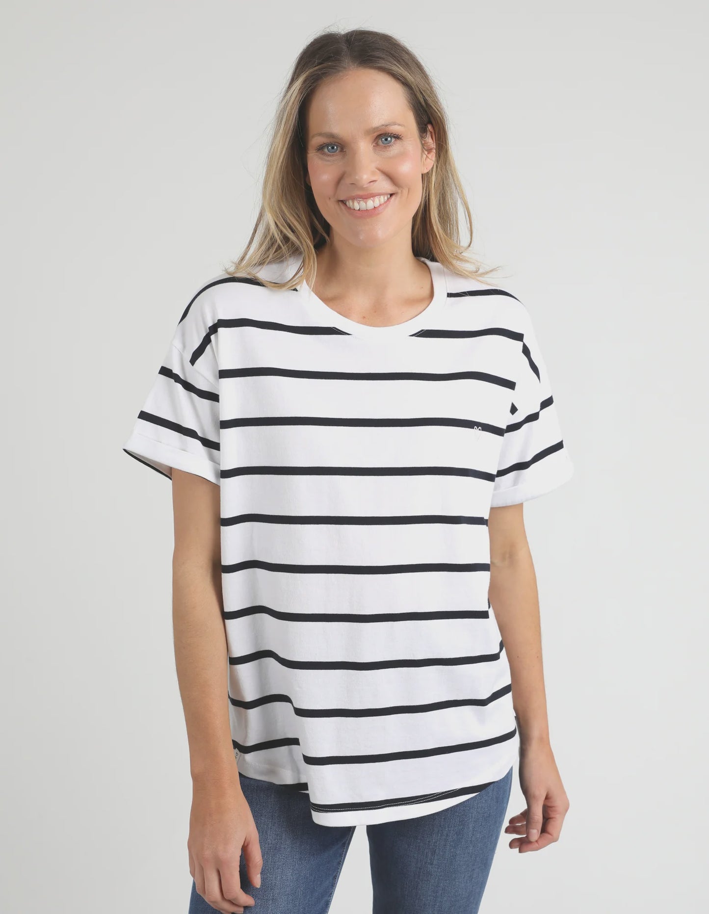 Elm Halli S/S Tee - White & Navy Stripe