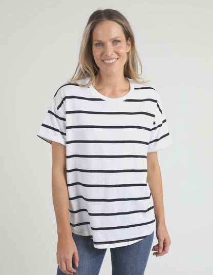 Elm Halli S/S Tee - White & Navy Stripe