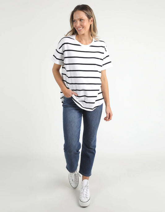 Elm Halli S/S Tee - White & Navy Stripe