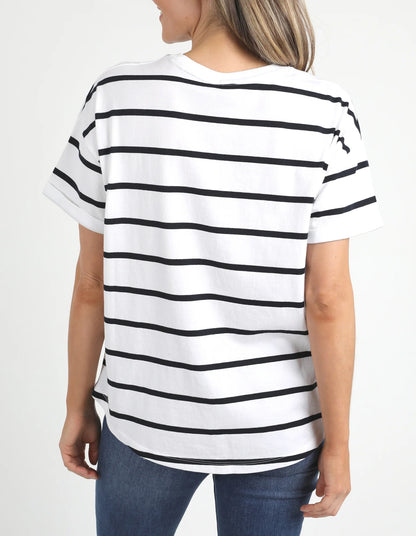 Elm Halli S/S Tee - White & Navy Stripe