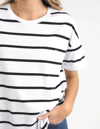Elm Halli S/S Tee - White & Navy Stripe