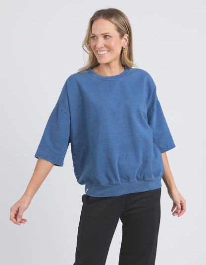 Elm Mazie Sweat Denim Look - Washed Blue