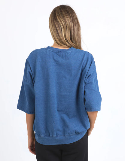 Elm Mazie Sweat Denim Look - Washed Blue