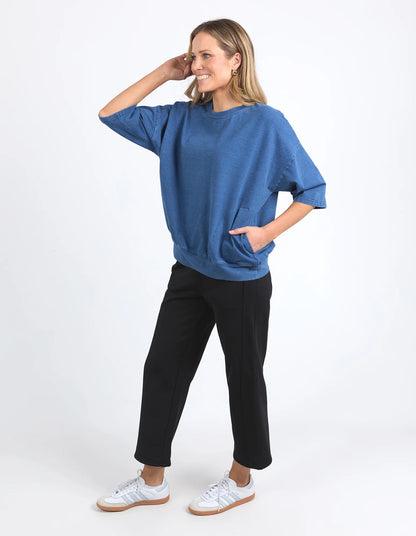 Elm Mazie Sweat Denim Look - Washed Blue