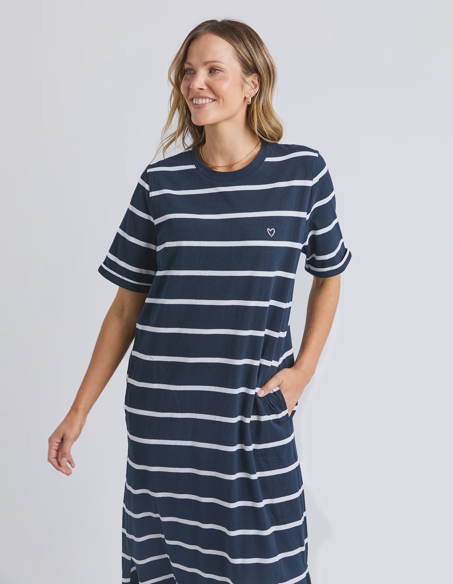 Elm Halli  Dress - Navy & White Stripe