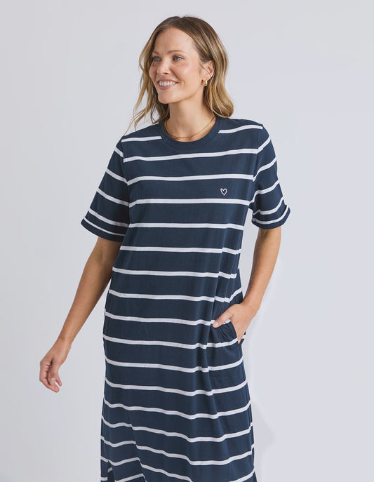 Elm Halli  Dress - Navy & White Stripe