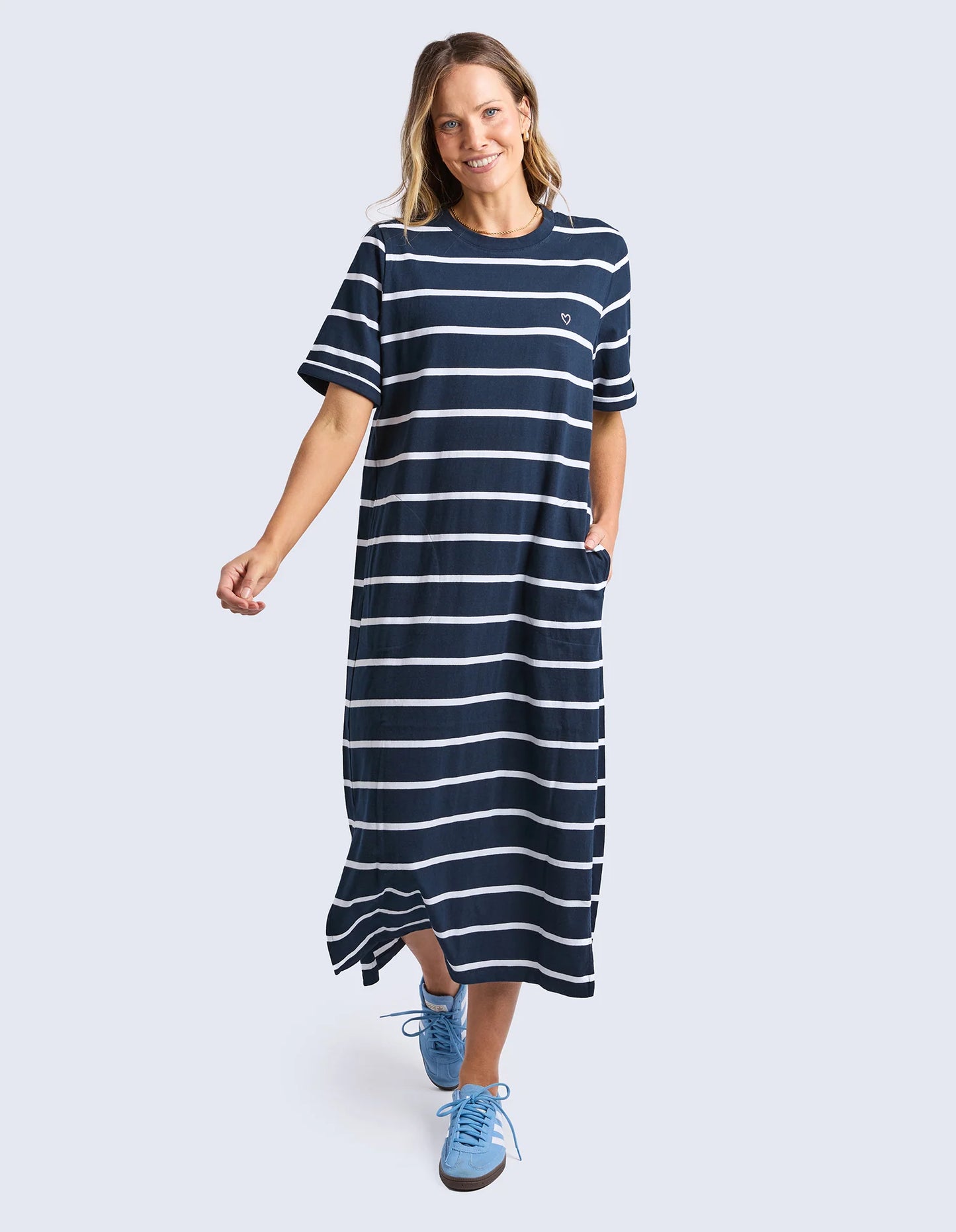 Elm Halli  Dress - Navy & White Stripe