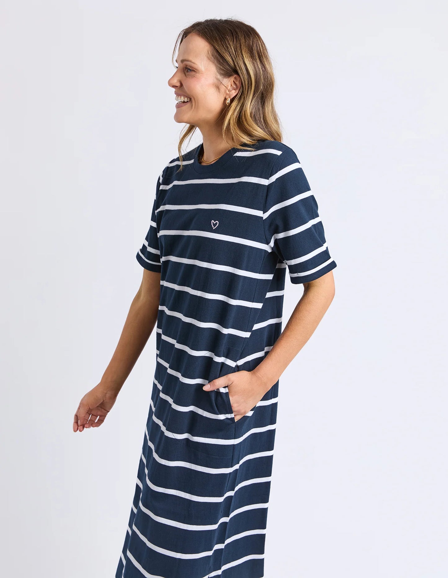 Elm Halli  Dress - Navy & White Stripe