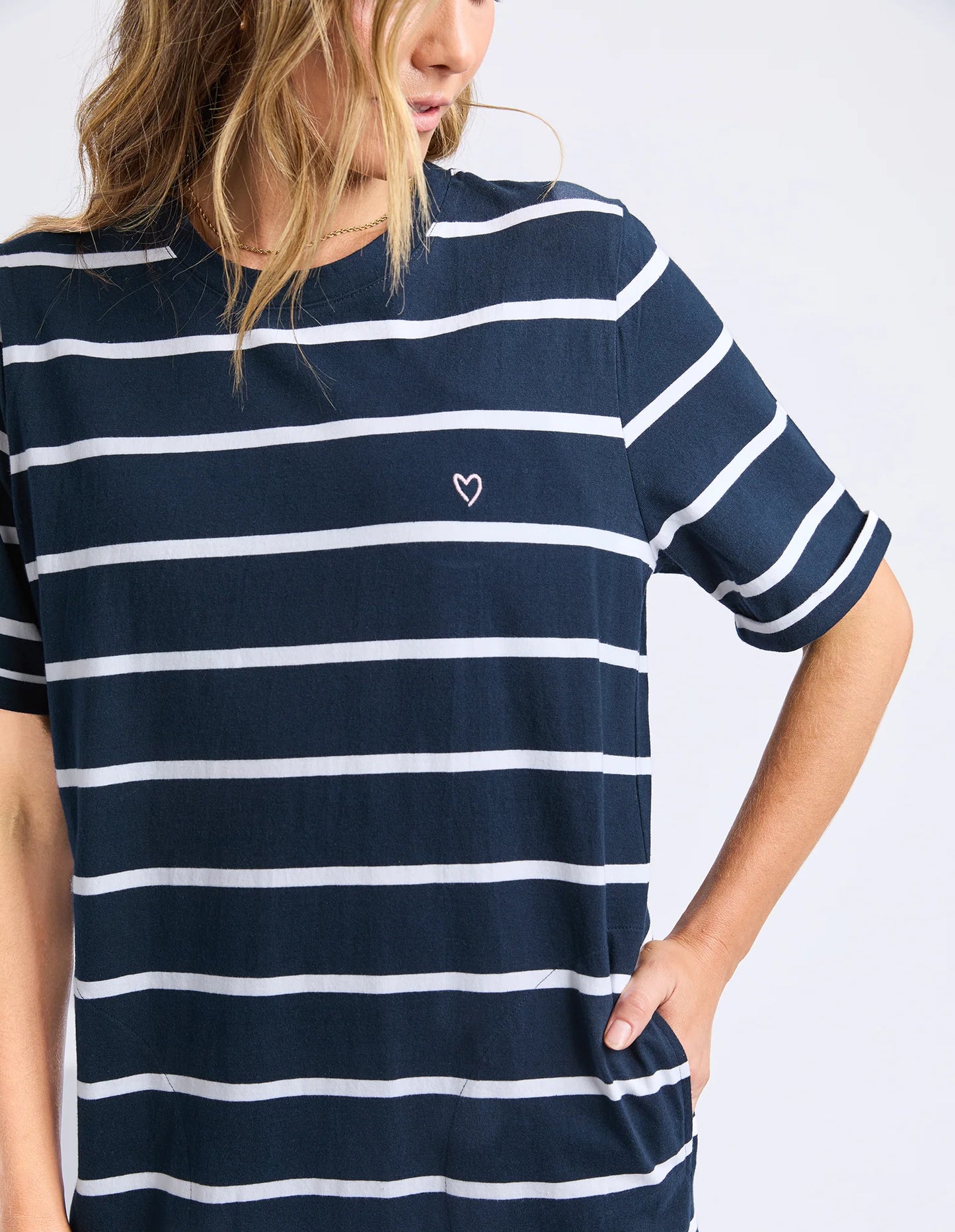 Elm Halli  Dress - Navy & White Stripe