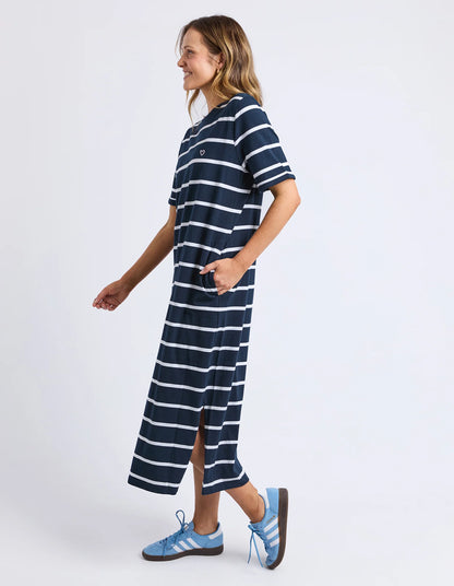 Elm Halli  Dress - Navy & White Stripe