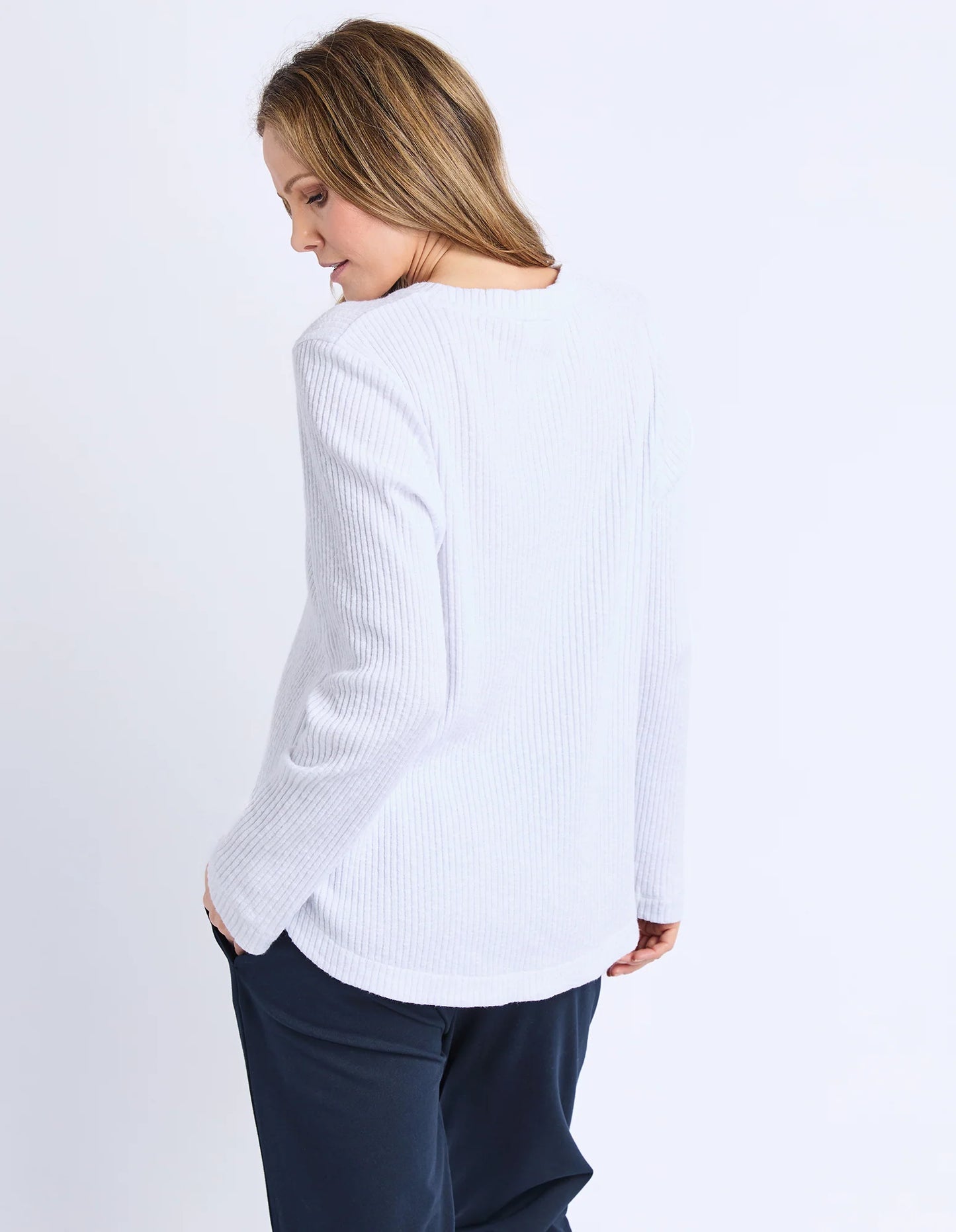 Elm Veronica Rib L/S Tee - White