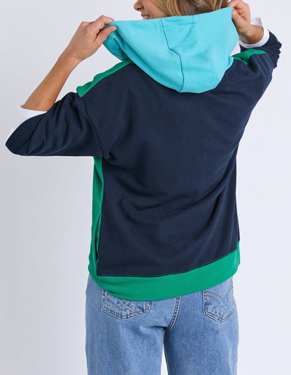 Elm Colour Block Hoodie - Virdis Grn/Navy/Sea
