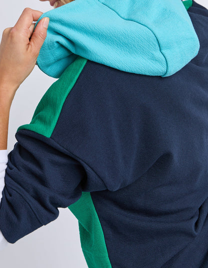 Elm Colour Block Hoodie - Virdis Grn/Navy/Sea