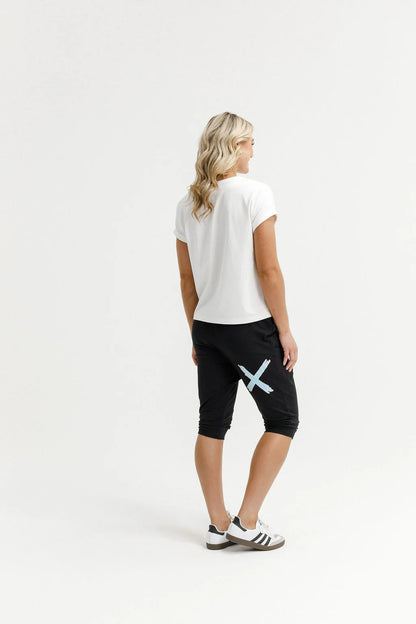 Homelee 3/4 Apartment Pants - Black with Sapphire Ivory  X