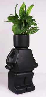 Urban Block Man Planter Black