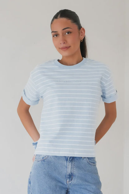 All About Eve Washed Stripe Tee - Ocean Blue