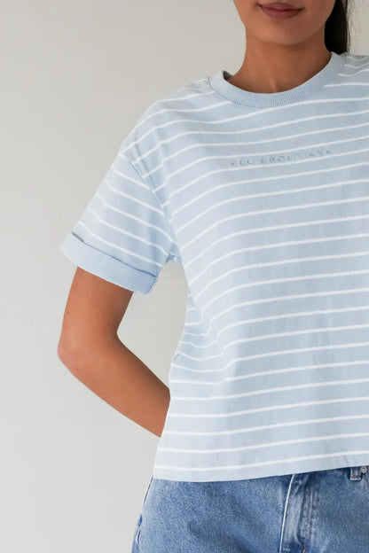 All About Eve Washed Stripe Tee - Ocean Blue