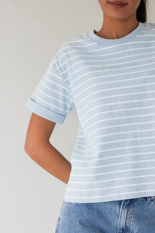 All About Eve Washed Stripe Tee - Ocean Blue