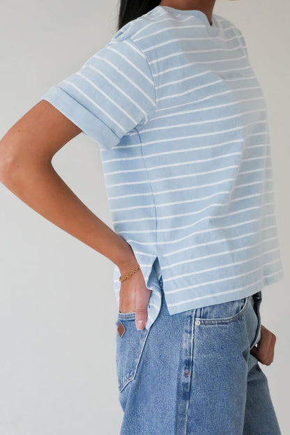 All About Eve Washed Stripe Tee - Ocean Blue