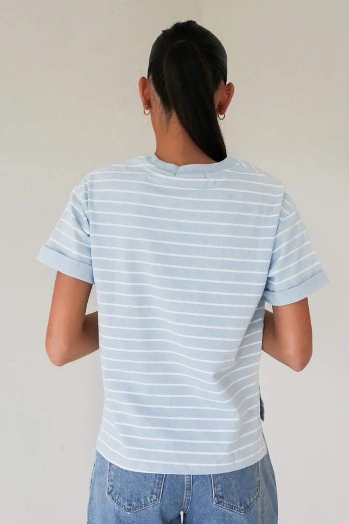 All About Eve Washed Stripe Tee - Ocean Blue