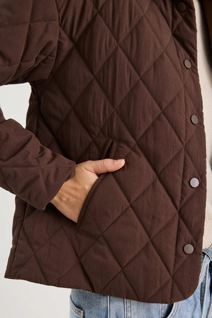 Among the Brave Absolute Collared Quilted Jacket - Chocolate