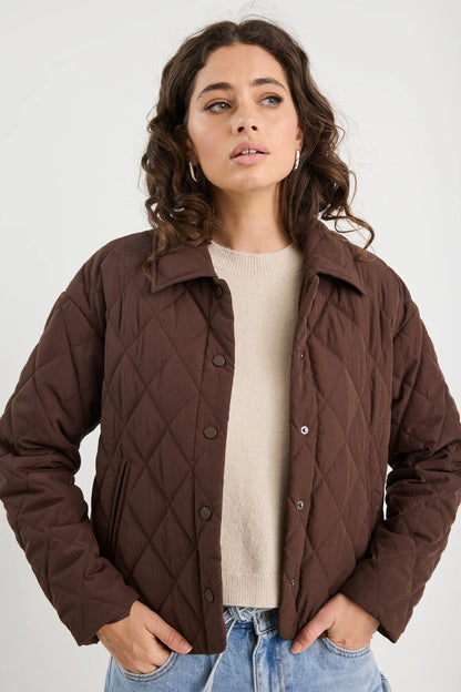 Among the Brave Absolute Collared Quilted Jacket - Chocolate