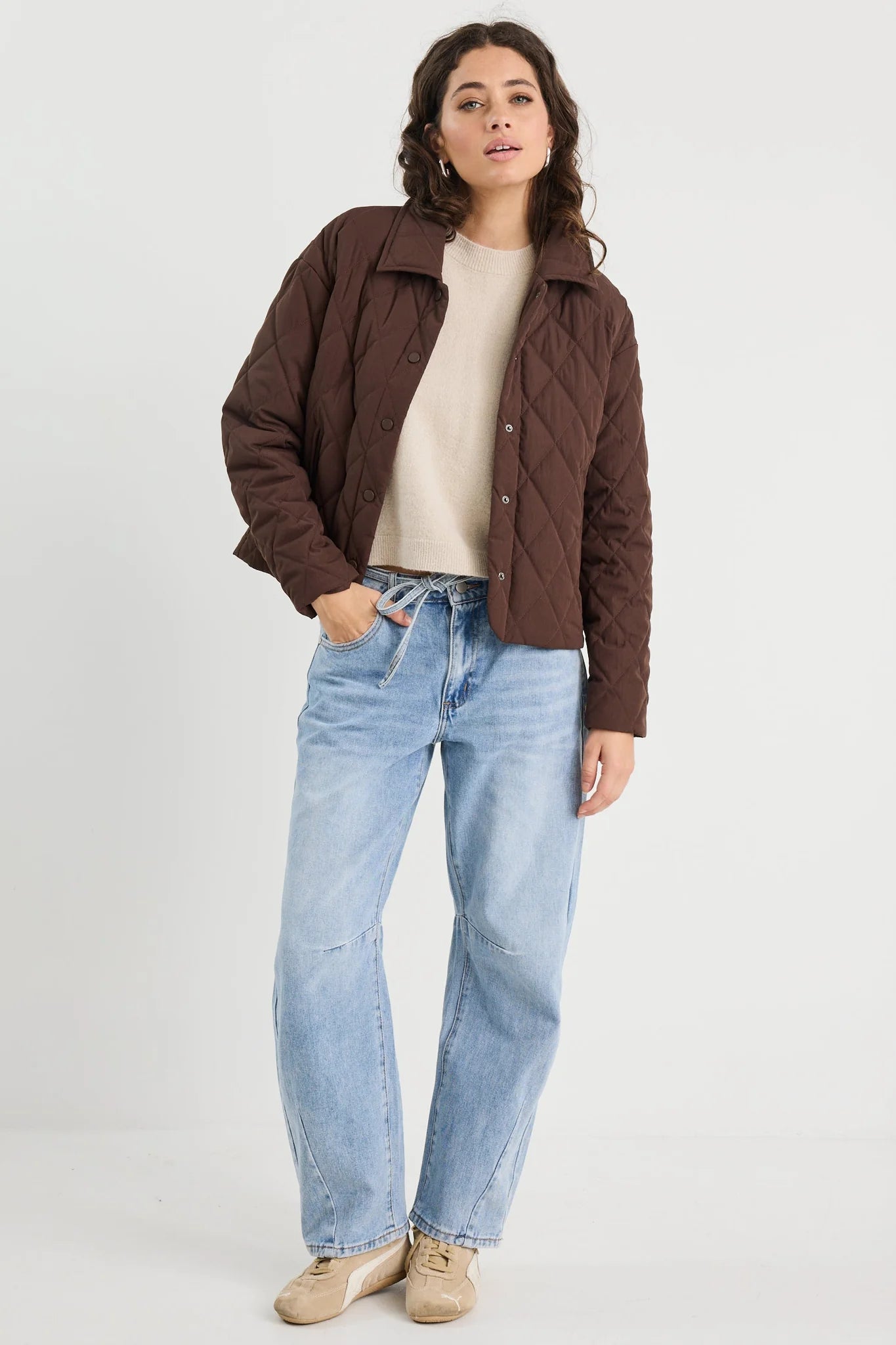 Among the Brave Absolute Collared Quilted Jacket - Chocolate