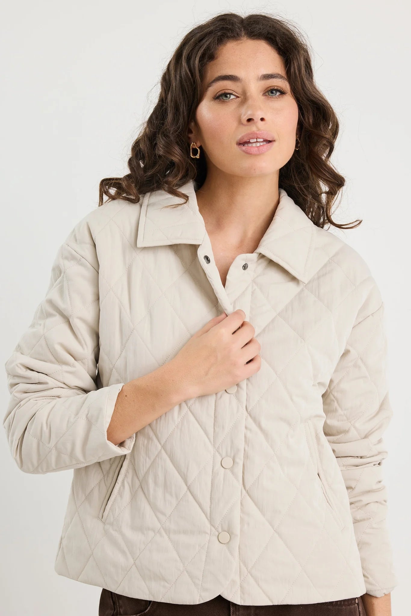 Among the Brave Absolute Collared Quilted Jacket - Putty
