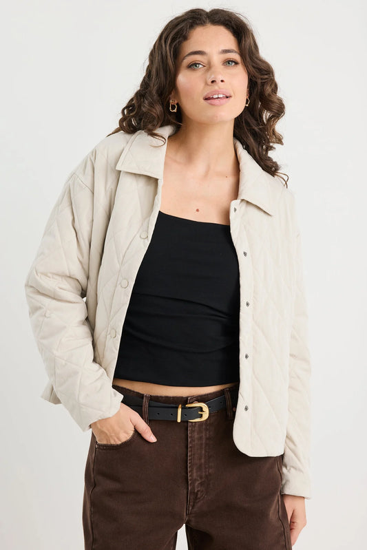 Among the Brave Absolute Collared Quilted Jacket - Putty
