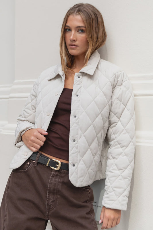 Among the Brave Absolute Collared Quilted Jacket - Putty