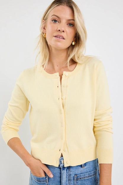 Stories be Told Allegiance Crewneck Cardigan - Lemon