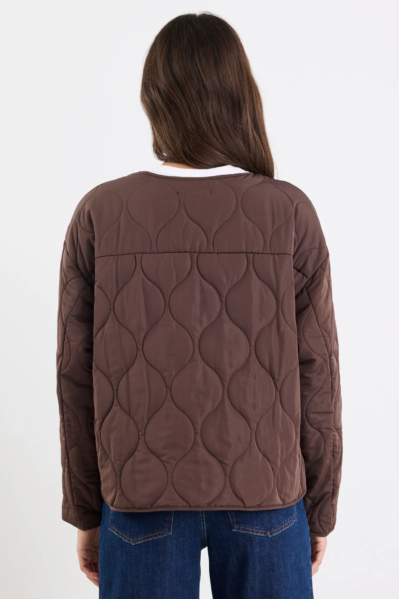 Stories Be Told Apex Collarless Puffer Jacket - Chocolate