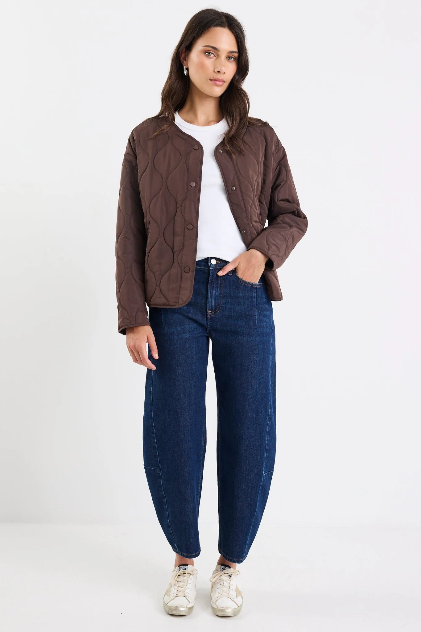 Stories Be Told Apex Collarless Puffer Jacket - Chocolate