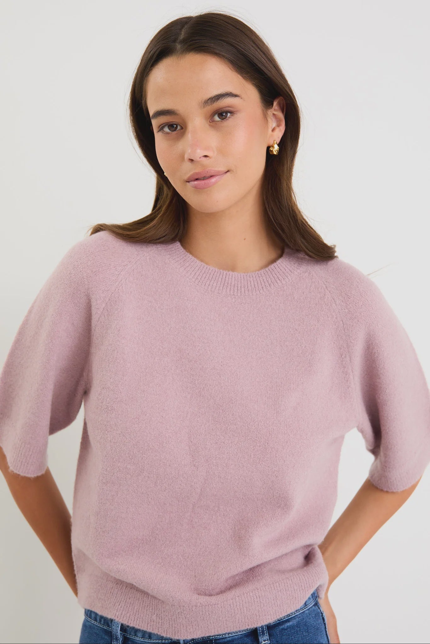 Among the Brave Assemble Alpaca Blend Raglan Knit Tee - Blush
