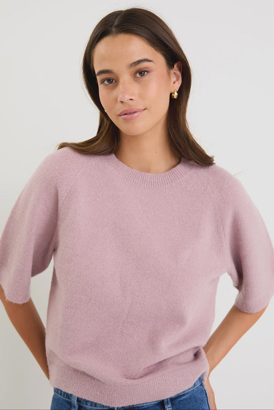 Among the Brave Assemble Alpaca Blend Raglan Knit Tee - Blush