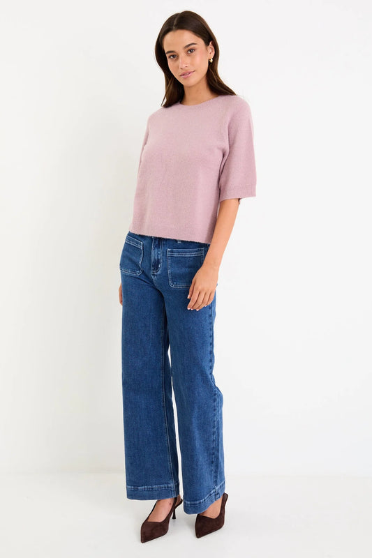 Among the Brave Assemble Alpaca Blend Raglan Knit Tee - Blush