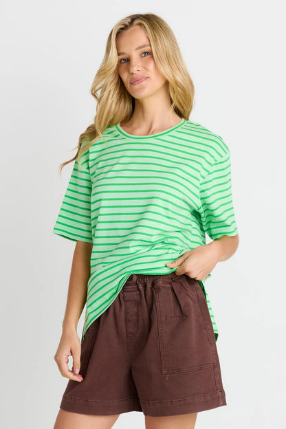 Betty Basics Relax Boxy Tee - Green Stripe