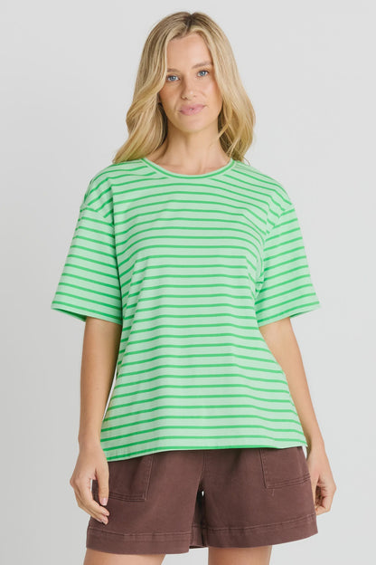 Betty Basics Relax Boxy Tee - Green Stripe