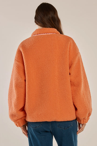 Betty Basics Jayne Fleece Jacket - Pink/Orange