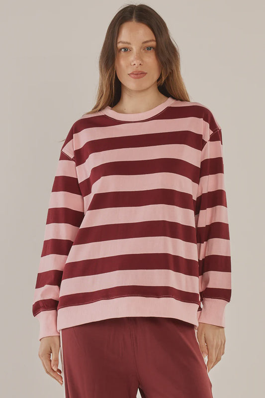 Betty Basics Stazie Sweatshirt - Pink/Red Stripe