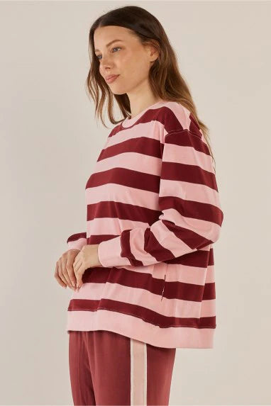 Betty Basics Stazie Sweatshirt - Pink/Red Stripe