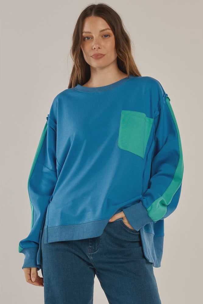 Betty Basics Tania Sweatshirt - Blue/Green