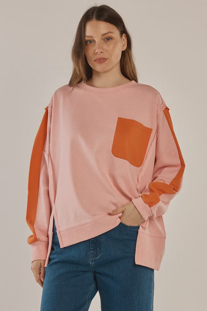 Betty Basics Tania Sweatshirt - Pink/Orange