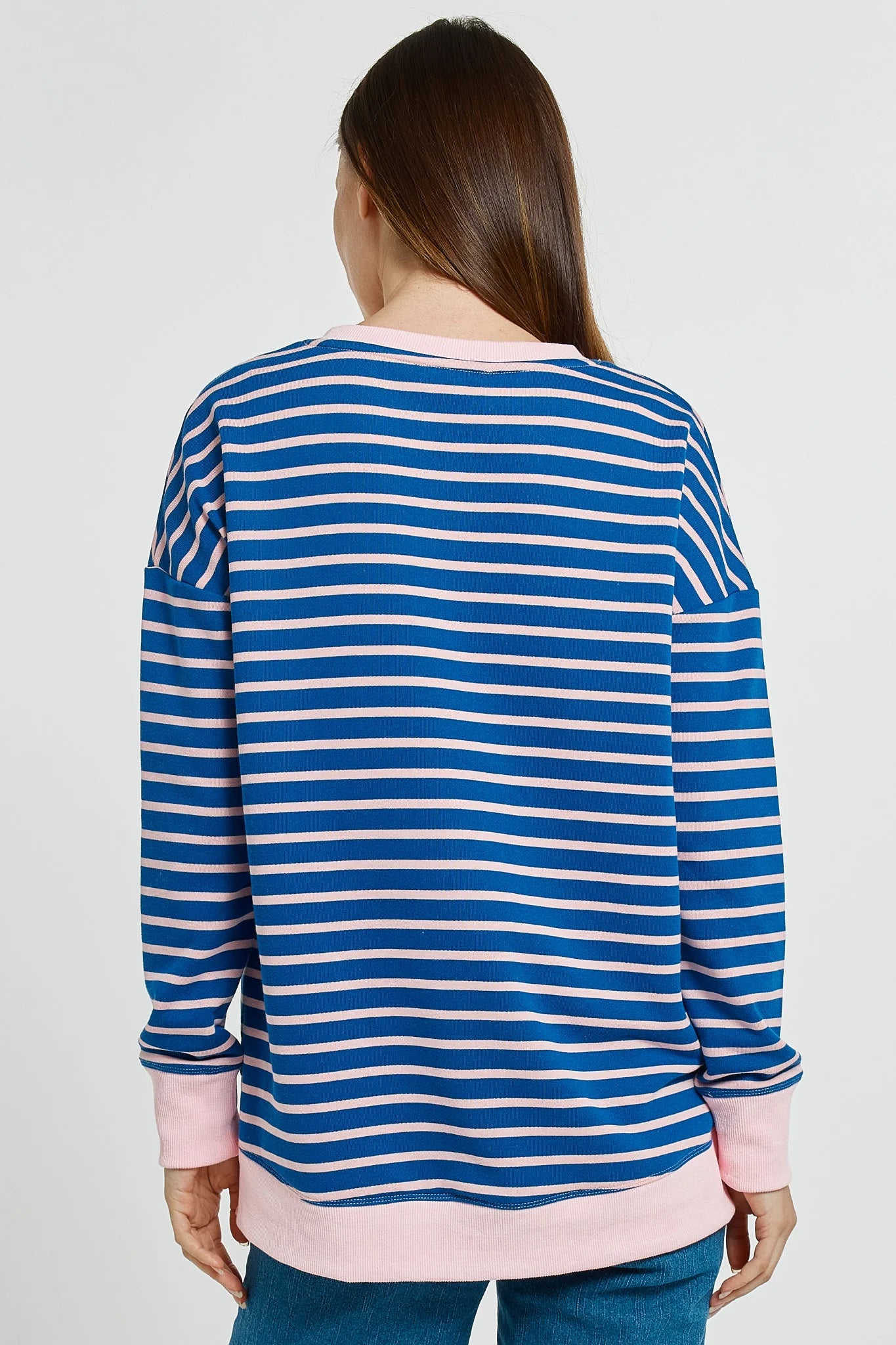 Betty Basics Tide Sweatshirt - Blue/Pink Stripe