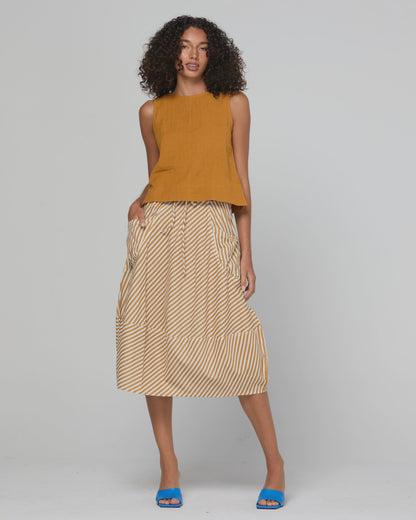 Boom Shankar Guru Skirt - Mustard Stripe