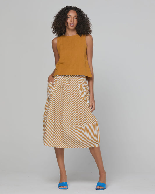 Boom Shankar Guru Skirt - Mustard Stripe