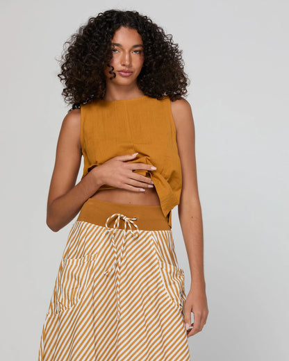 Boom Shankar Guru Skirt - Mustard Stripe