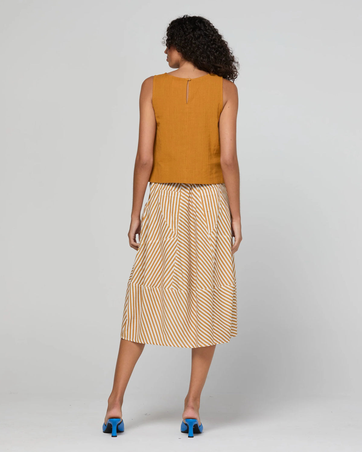 Boom Shankar Guru Skirt - Mustard Stripe