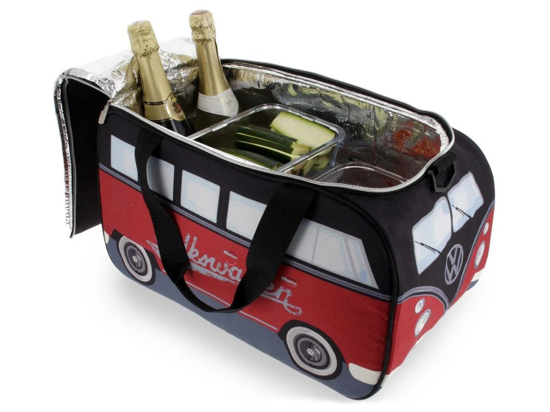 Artisanal VW T1 Bus Cooler Bag 25 Litre - Black/Red